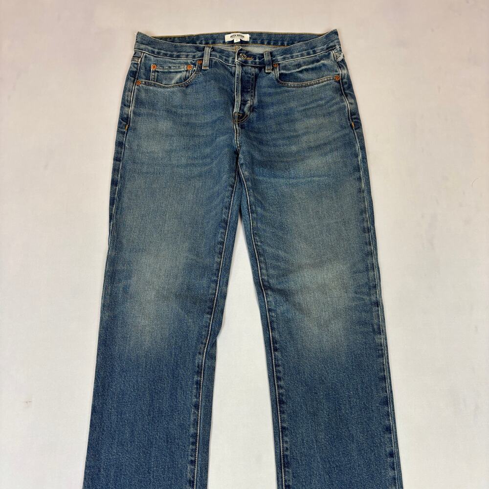 Buck Mason Slim Straight Jeans in Medium Blue - Picture 2 of 12